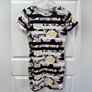 French Connection Floral & Stripe Short Sleeve Women's Dress Size 8